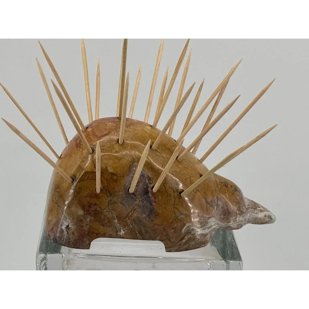 Handcrafted Stone‎ Porcupine Toothpick Holder Sculpture